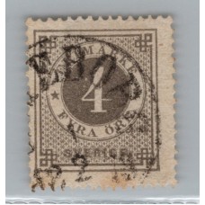 SUECIA 1872 Yv 17B ESTAMPILLA DENTADO 14 USADA 175 EUROS